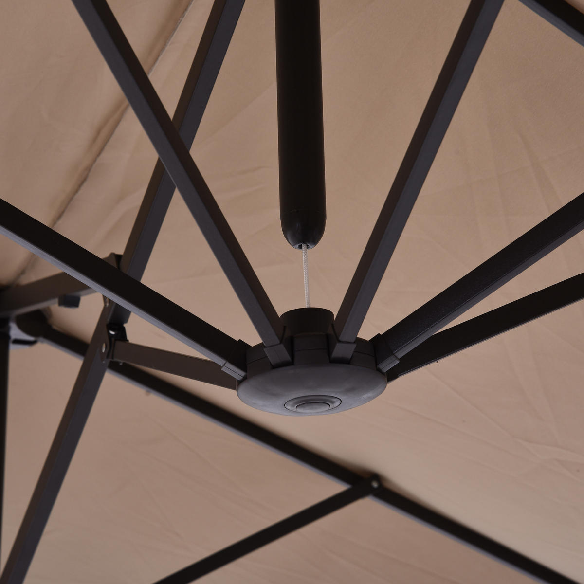 SONNENSCHIRM, Gartenschirm, Marktschirm, Doppelsonnenschirm, Terrassenschirm, Hellkaffee, Oval - Beige, Metall (270/460cm) - Outsunny