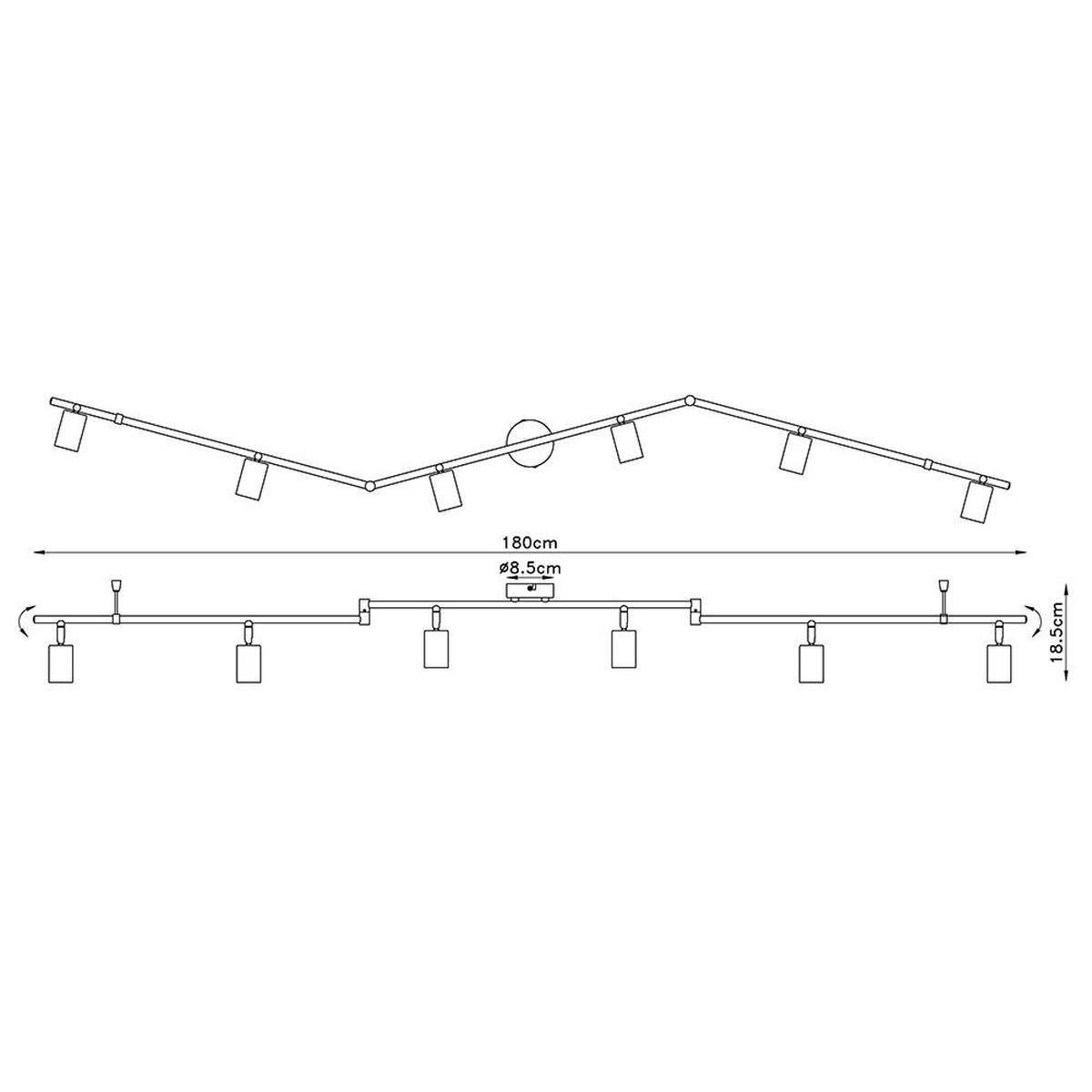 LED DECKENLEUCHTE Metall Schwarz 6-flammig - Schwarz, Metall (180/8.5/18.5cm) - Globo Lighting