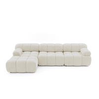 MODULARES Ecksofa MOMENTUM L, Links, Breite 282 cm, strukturierter Stoff, Weiß - Chromfarben/Weiß, Holz/Textil (282/155cm) - Muffo