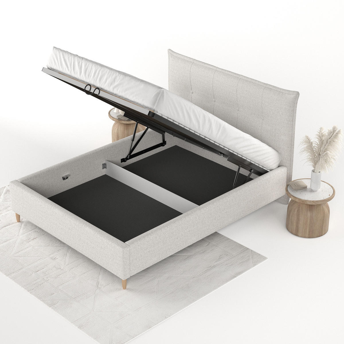 POLSTERBETT Plaza 180/200 cm Hellbeige im Riva Stoff - Beige/Naturfarben, Holz/Holzwerkstoff (180/200cm) - AltaBeds