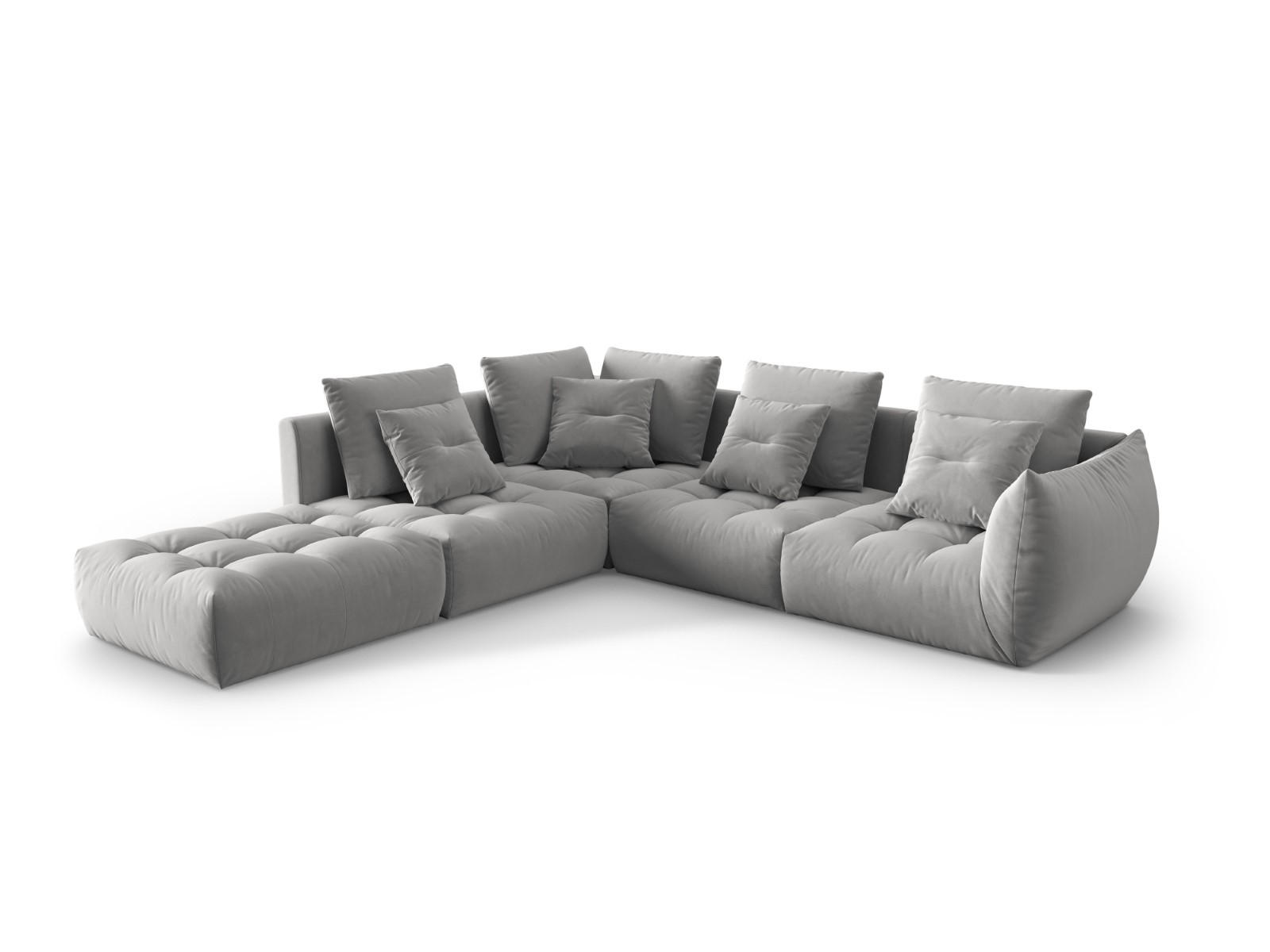 ECKSOFA modular links Bloom aus Samt grau 4 Sitzplätze - Grau, Textil (310/316cm) - Micadoni