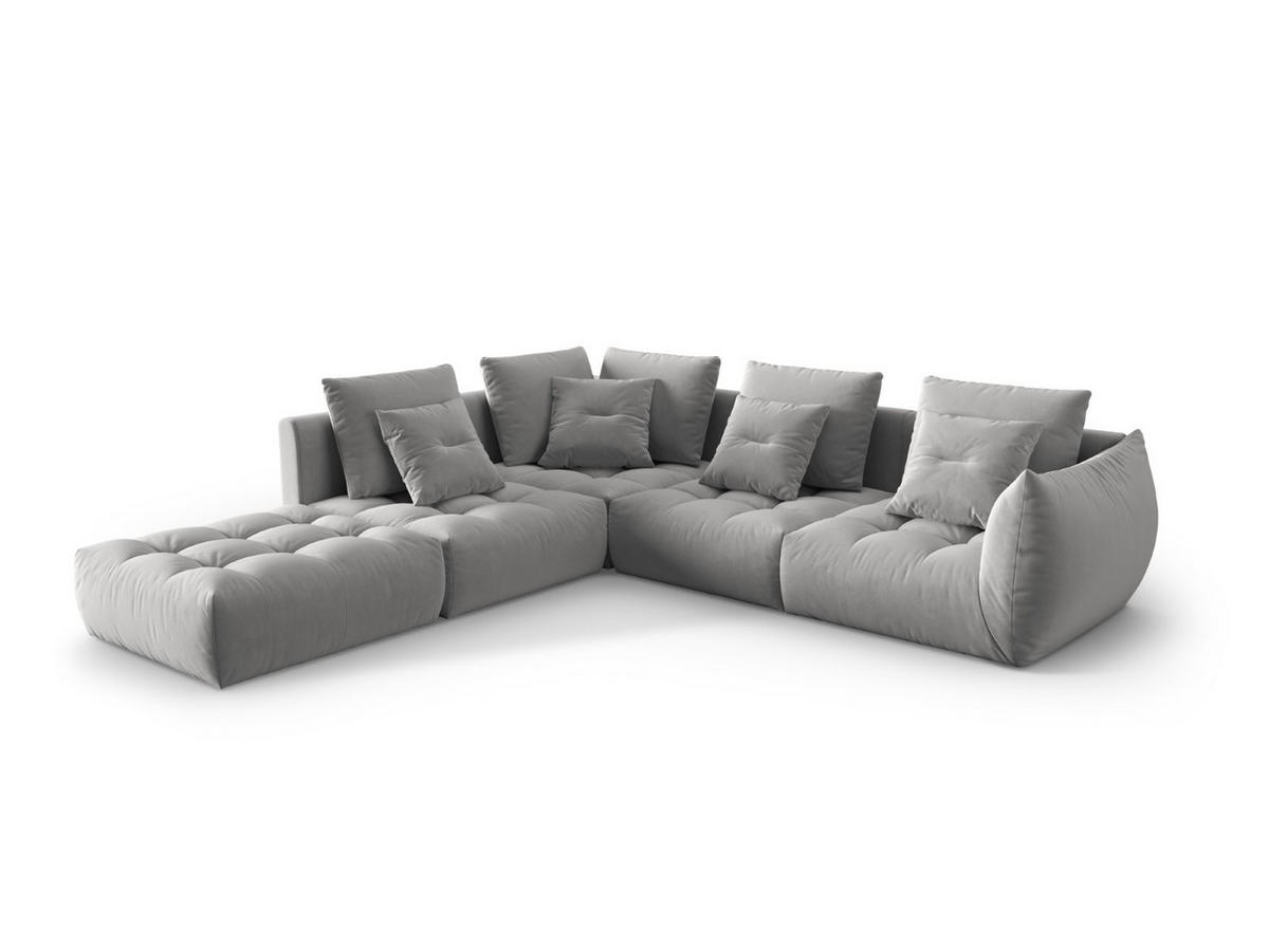 ECKSOFA modular links Bloom aus Samt grau 4 Sitzplätze - Grau, Textil (310/316cm) - Micadoni