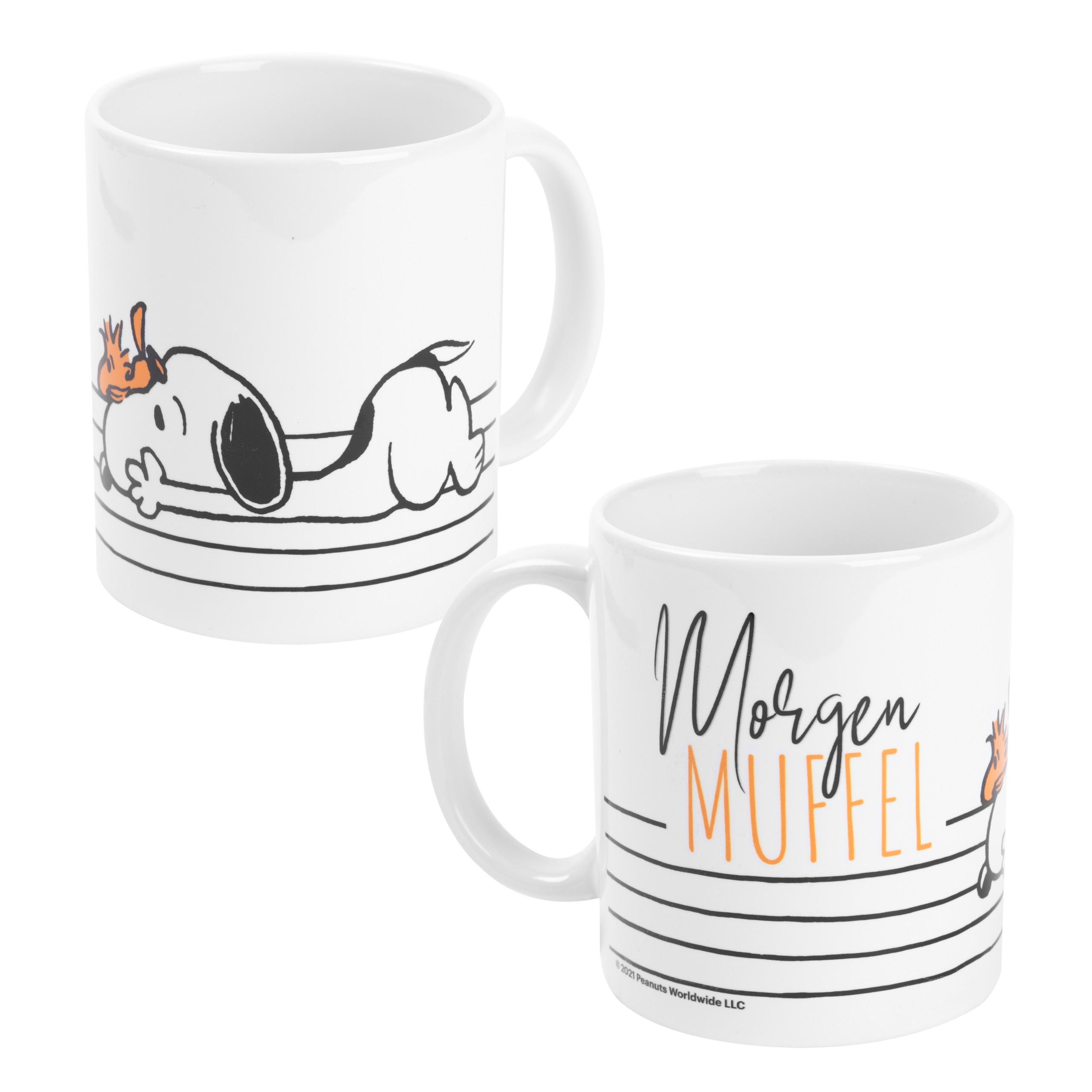 KAFFEEBECHER The Peanuts Snoopy Morgen Muffel Weiß 320 ml - Weiß, Keramik (0.32L) - United Labels