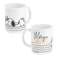 KAFFEEBECHER The Peanuts Snoopy Morgen Muffel Weiß 320 ml - Weiß, Keramik (0.32L) - United Labels