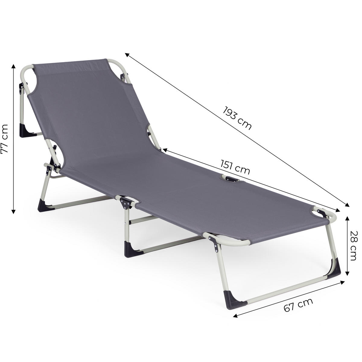 SONNENLIEGE klappbar - Grau, Metall (67/77/193cm) - Mat-Haus