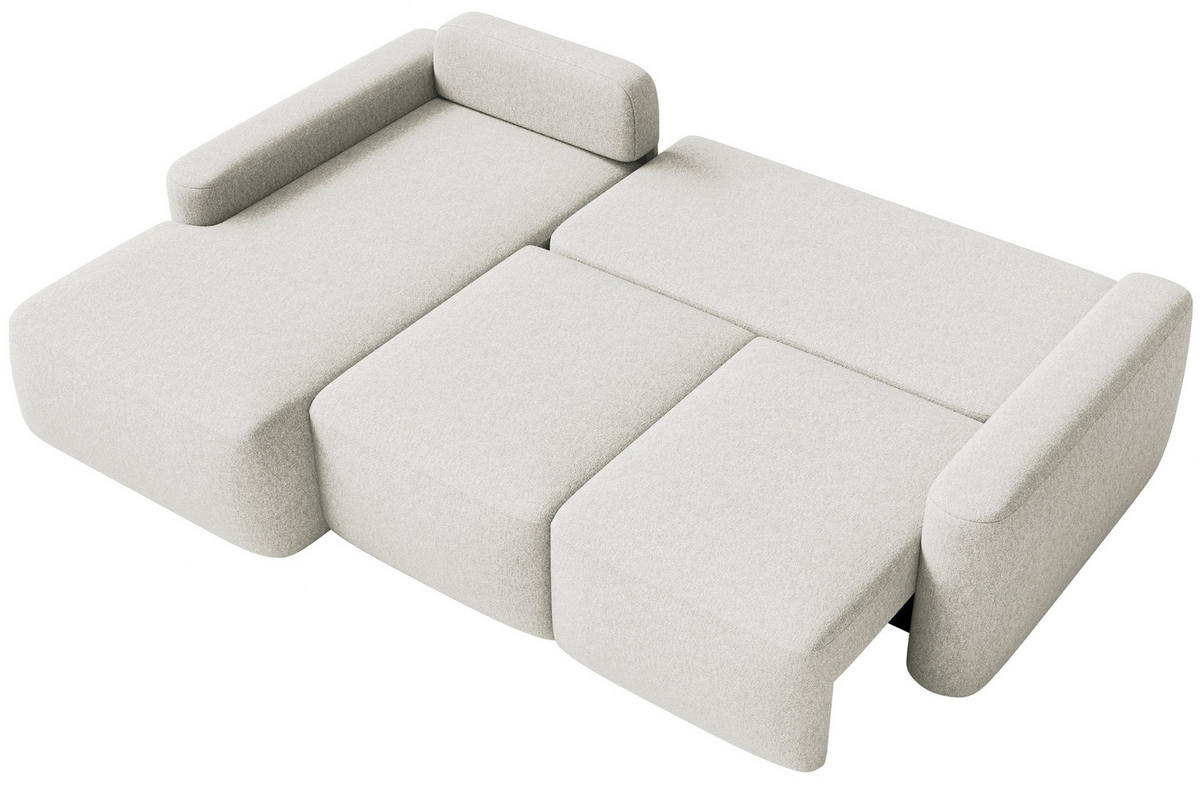 ECKSOFA Carnos Mini Creme Chenille - Creme/Schwarz, Kunststoff/Textil (238/164cm) - Selsey
