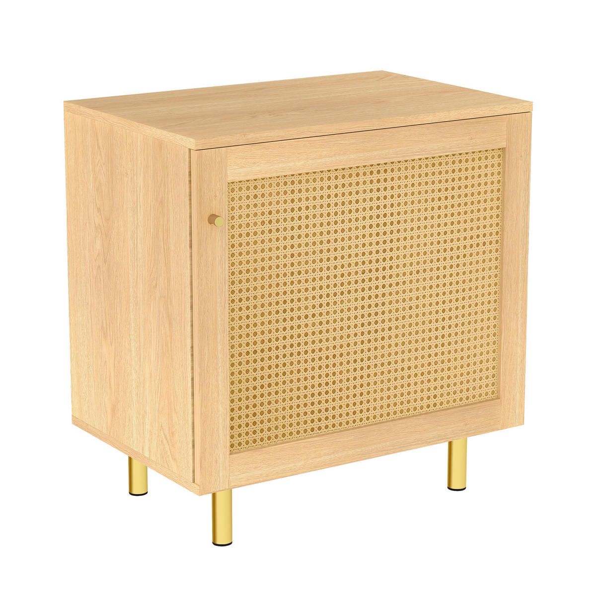 SIDEBOARD 60/40/63 cm mit Rattanfront und Metallbeinen in Natur - Naturfarben, Holzwerkstoff (60/63/40cm) - BEAOK