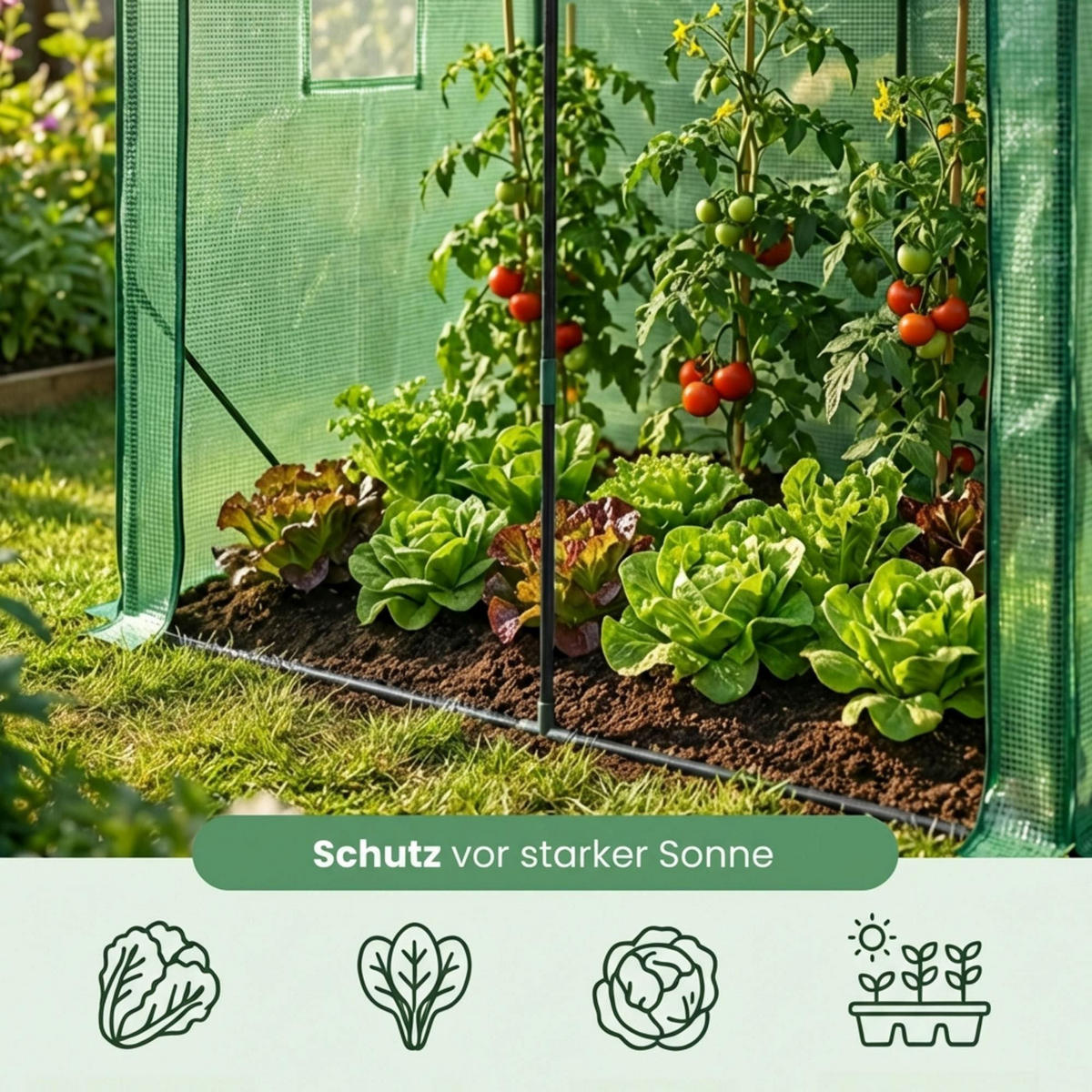 GEWÄCHSHAUS in Hausform, Grün, 200x140x200 cm - Grün, Metall (200/200/140cm) - Akord