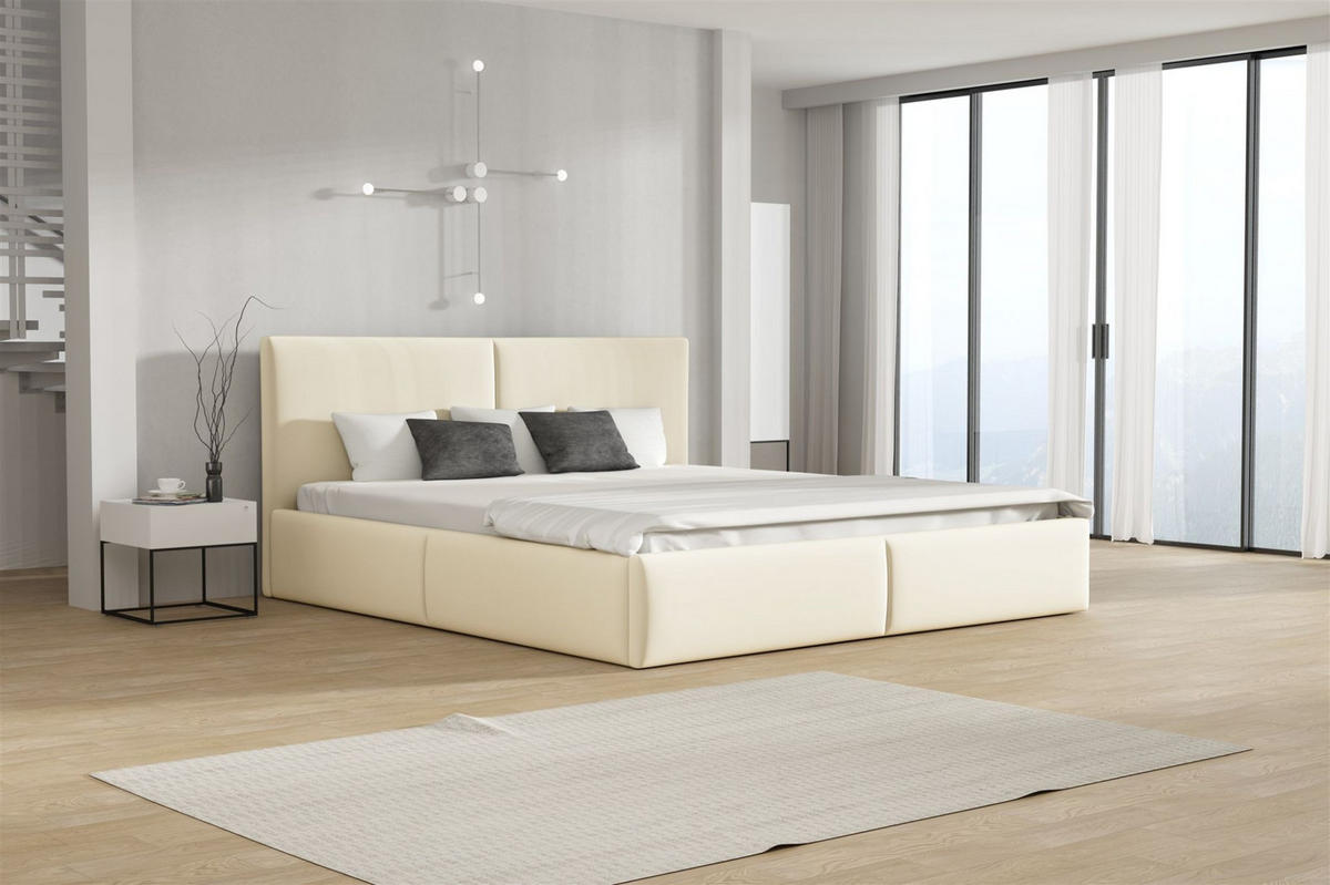 POLSTERBETT Bergen Magic Velvet - Creme, Holzwerkstoff/Textil (180/200cm) - Fun Möbel