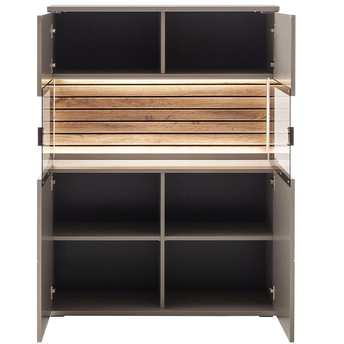 WOHNZIMMER-SET 4-TLG. Liezen-05 - Grau, Holzwerkstoff (670/177/60cm) - Lomado