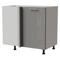 ECK-KÜCHENSCHRANK Essen D13U/90 Grau Hochglanz / Weiß Matt 90 / 50 / 82cm - Weiß/Grau, Holz/Holzwerkstoff (90/82/50cm) - Feldmann-Wohnen