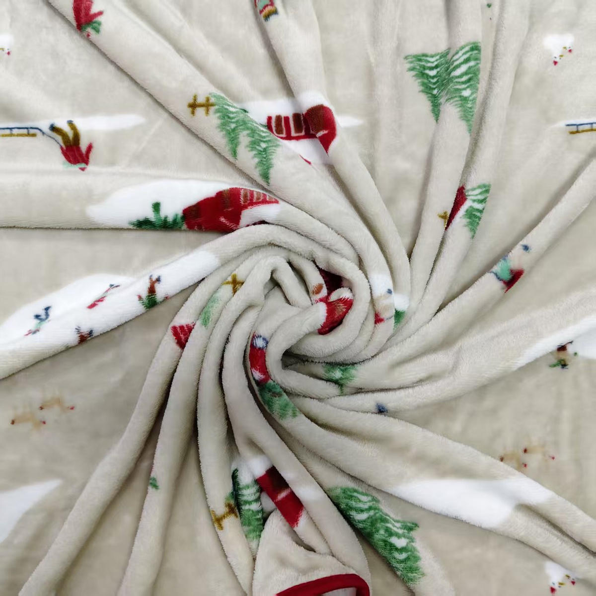 DECKE – Weihnachtsbaum-Print – 130 x 170 cm – Ecru - Ecru, Textil (130/170cm)