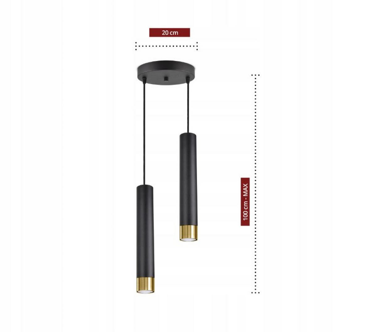 PENDELLEUCHTE Milano Tube - Goldfarben/Schwarz, Glas/Metall (20/20/100cm) - kiki design