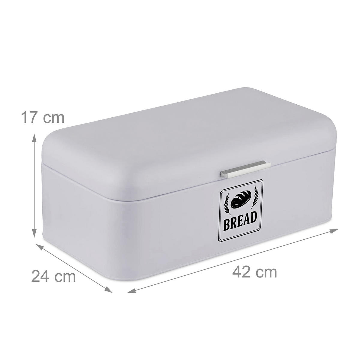 BROTKASTEN - Grau, Metall (42/17/24cm) - Relaxdays