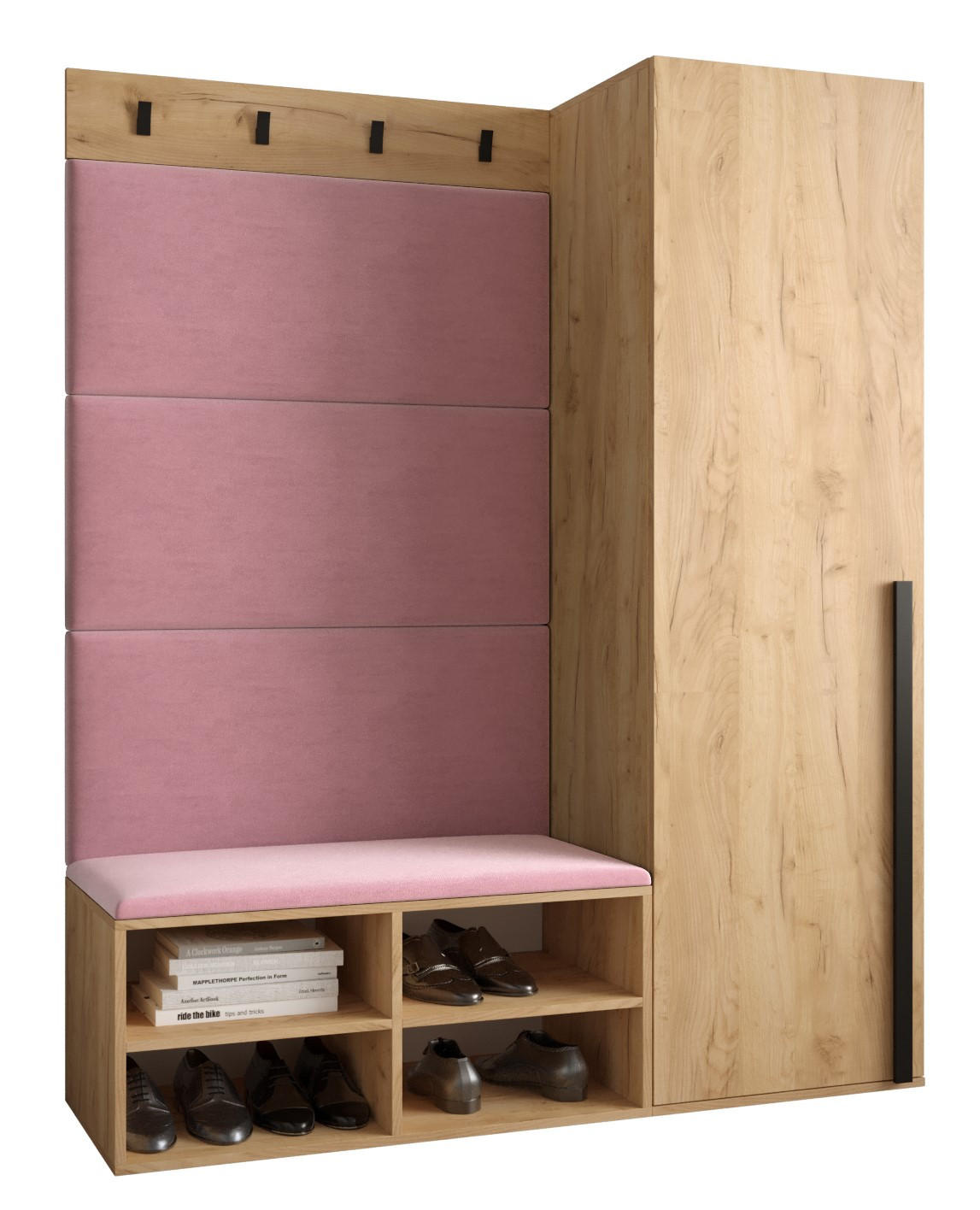 Möbel Kryspol Garderoben-Set Eiche, Pink 134x184x42 cm