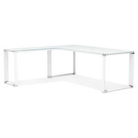 ECKSCHREIBTISCH Glas Metall Chromakzente Platzsparend KERIX, Weiß 200x200x74 cm - Weiß, Glas/Metall (200/200/74cm) - KADIMA DESIGN