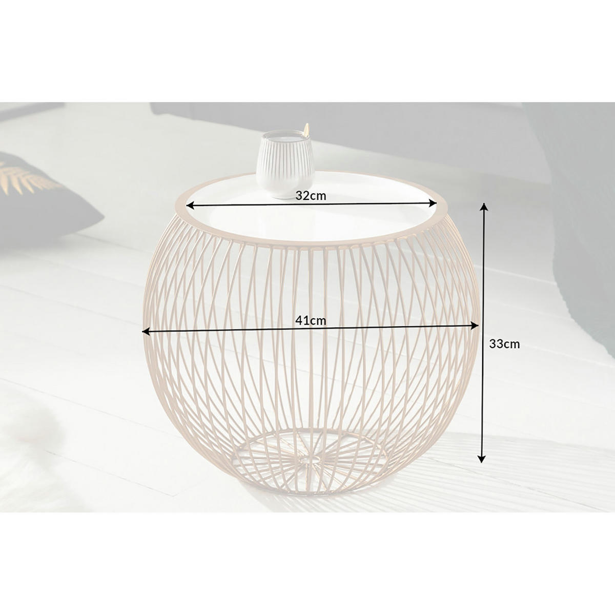 COUCHTISCH STORAGE rund Weiß 41cm - Weiß, Metall (41/41/33cm) - riess-ambiente