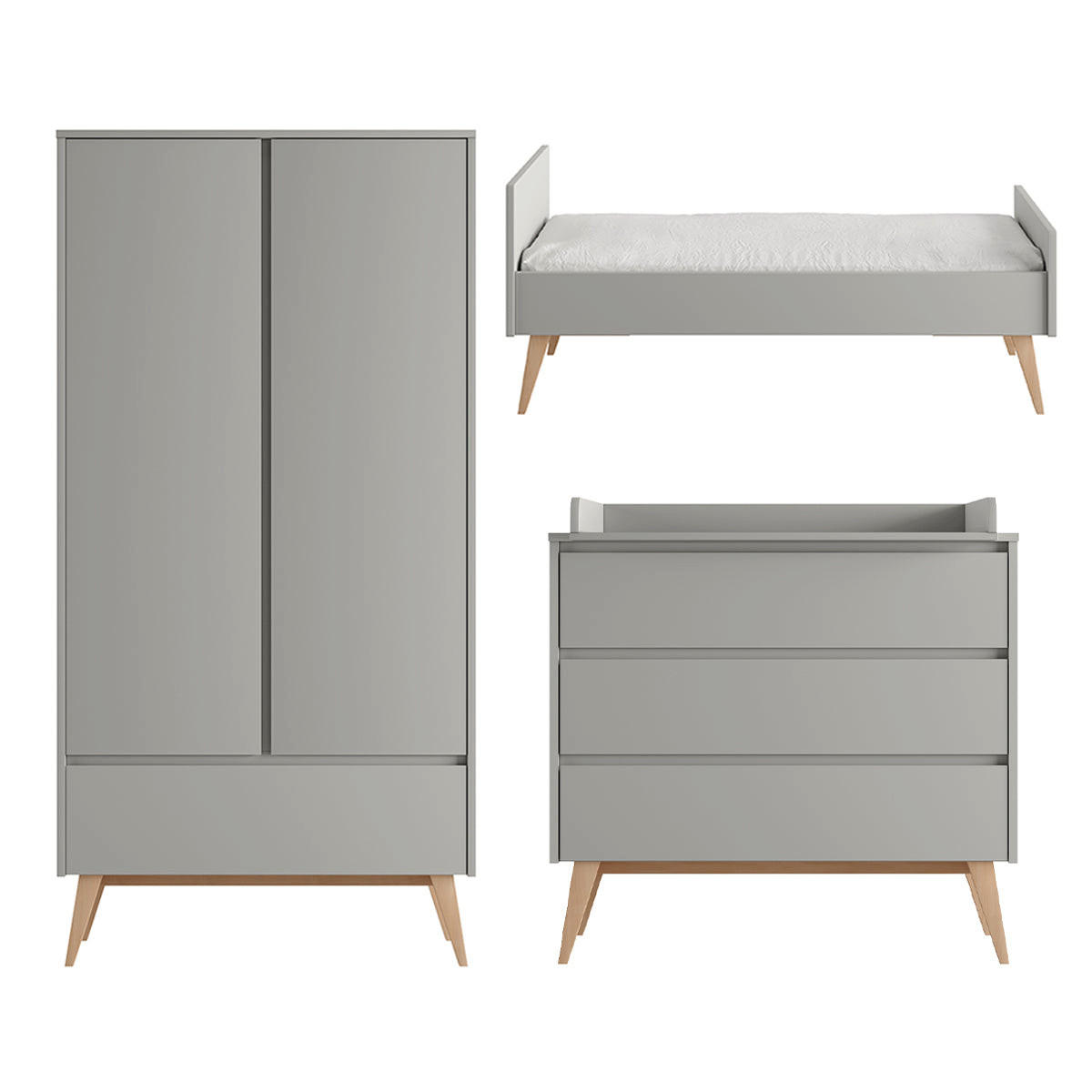 SOBA ZA BEBE 3-dijelniSwing Sivo i drvo - siva, drvni materijal (144/89/76cm) - Petits-meubles