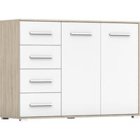 KOMMODE Frida 01 2D4S Sonoma/Weiß 135 cm - Alufarben/Weiß, Holzwerkstoff/Kunststoff (135/95/45cm) - imoebel24
