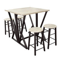 HOCHKLAPPBARER hoher Tisch + 4 Hocker - DOCK - 80/80/89 cm - Apfelbaumfarben, Holzwerkstoff (80/89/80cm) - Calicosy
