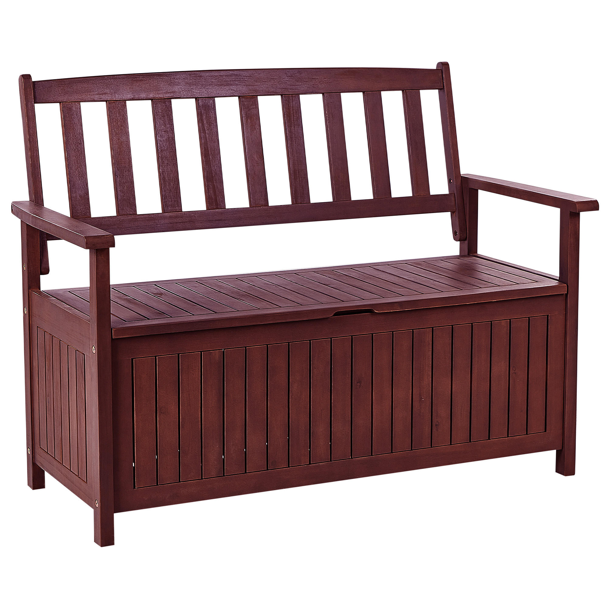 GARTENBANK Akazienholz mahagonibraun cm mit Stauraum 120 Sovana - Rotbraun, Holz (120/91/60cm) - Beliani