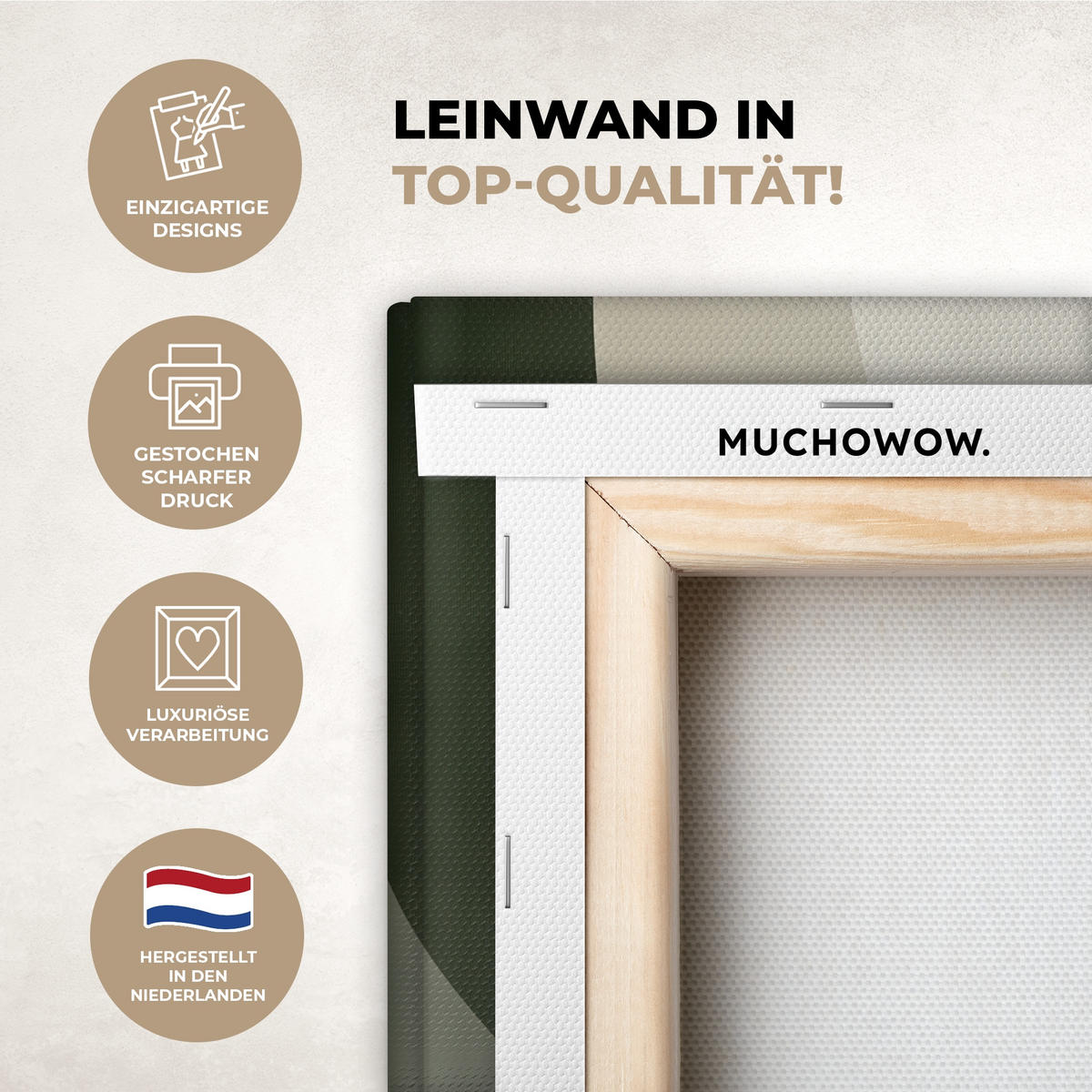 LEINWANDBILD Japandi - Grün - Abstrakt - Modern 20x30 cm - Salbeigrün, Textil (20/30cm) - MuchoWow