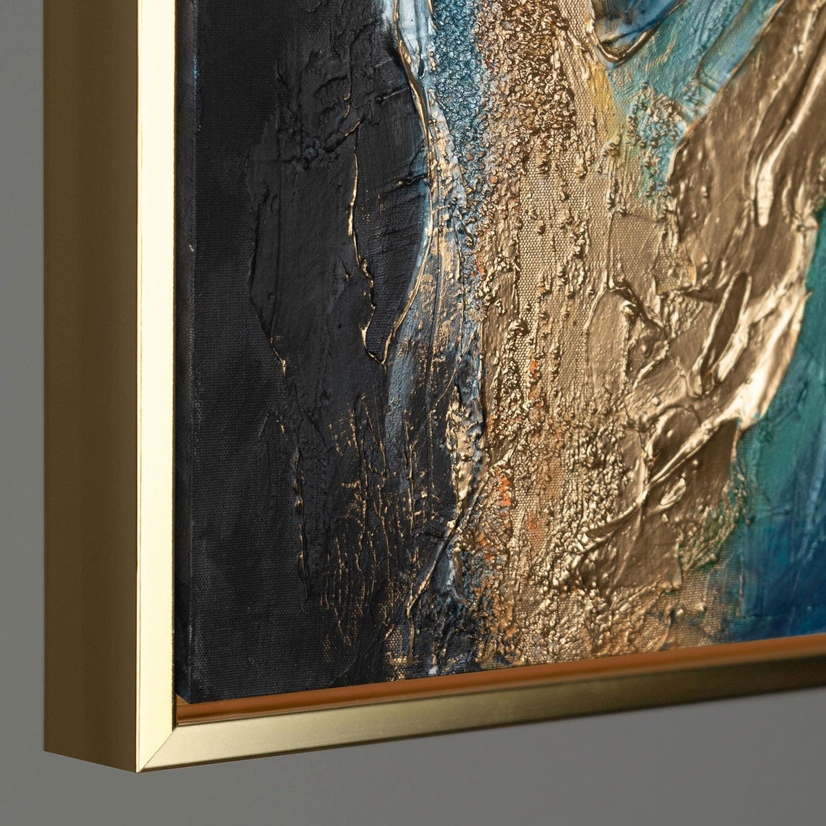 GEMÄLDE Abstrakte Symphonie Schattenfugenrahmen Gold 60x40 cm - Goldfarben, Holz (60/40cm) - YS-art gallery