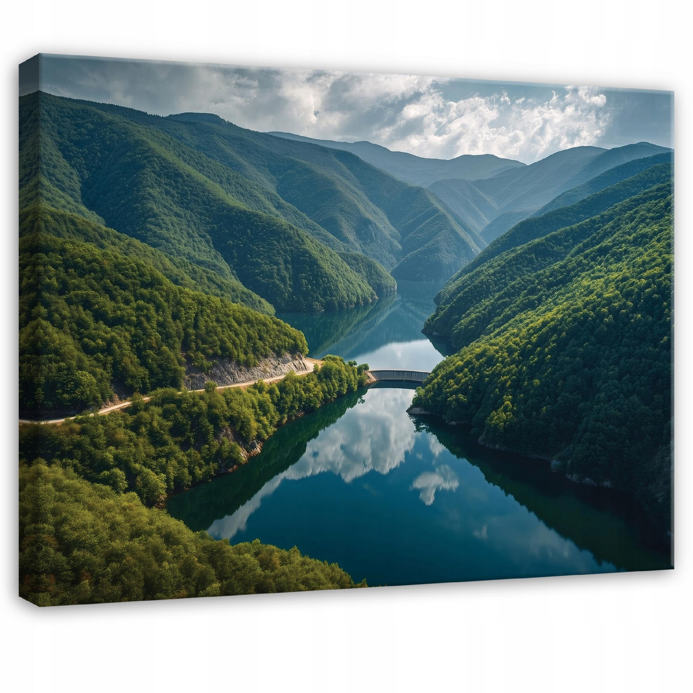 LEINWANDBILD Gebirge Landschaft Grün 100x70 cm - Multicolor, Holzwerkstoff (100/70cm) - Wallarena