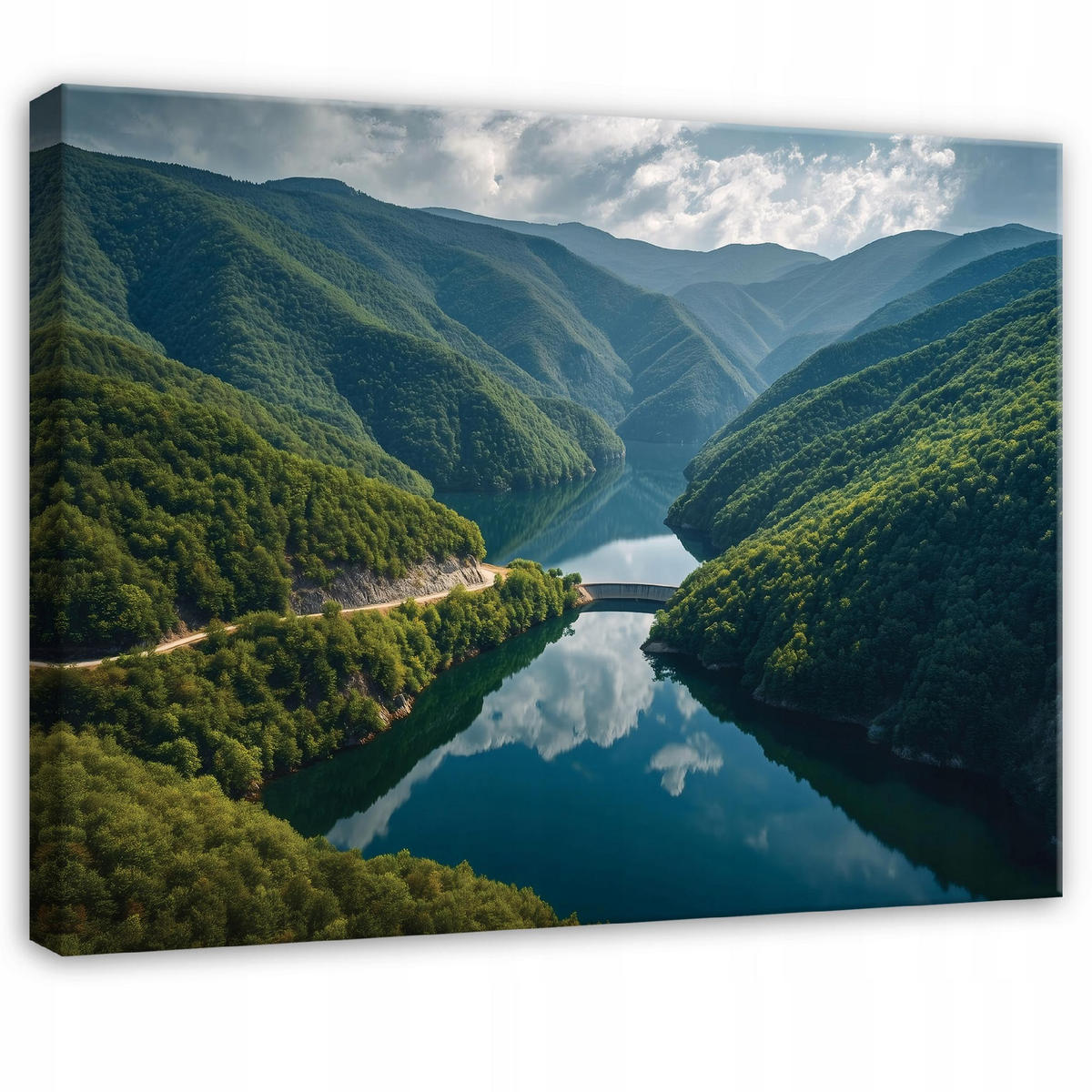 LEINWANDBILD Gebirge Landschaft Grün 100x70 cm - Multicolor, Holzwerkstoff (100/70cm) - Wallarena