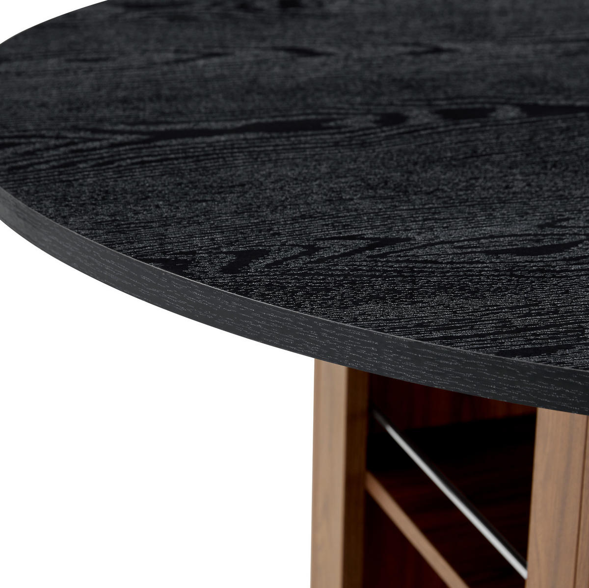 ESSTISCH 100/76 cm Walnuss/Schwarz aus MDF mit Stauraumfächern - Schwarz, Holzwerkstoff (100/100/76cm) - OKMYHOME
