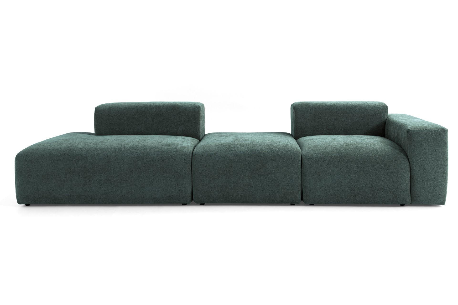 4-SITZER modulares Sofa HEAVEN SET 4 Links, Breite 335 cm Webstoff Dunkelgrün - Dunkelgrün/Schwarz, Holz/Kunststoff (335/71/102cm) - Muffo