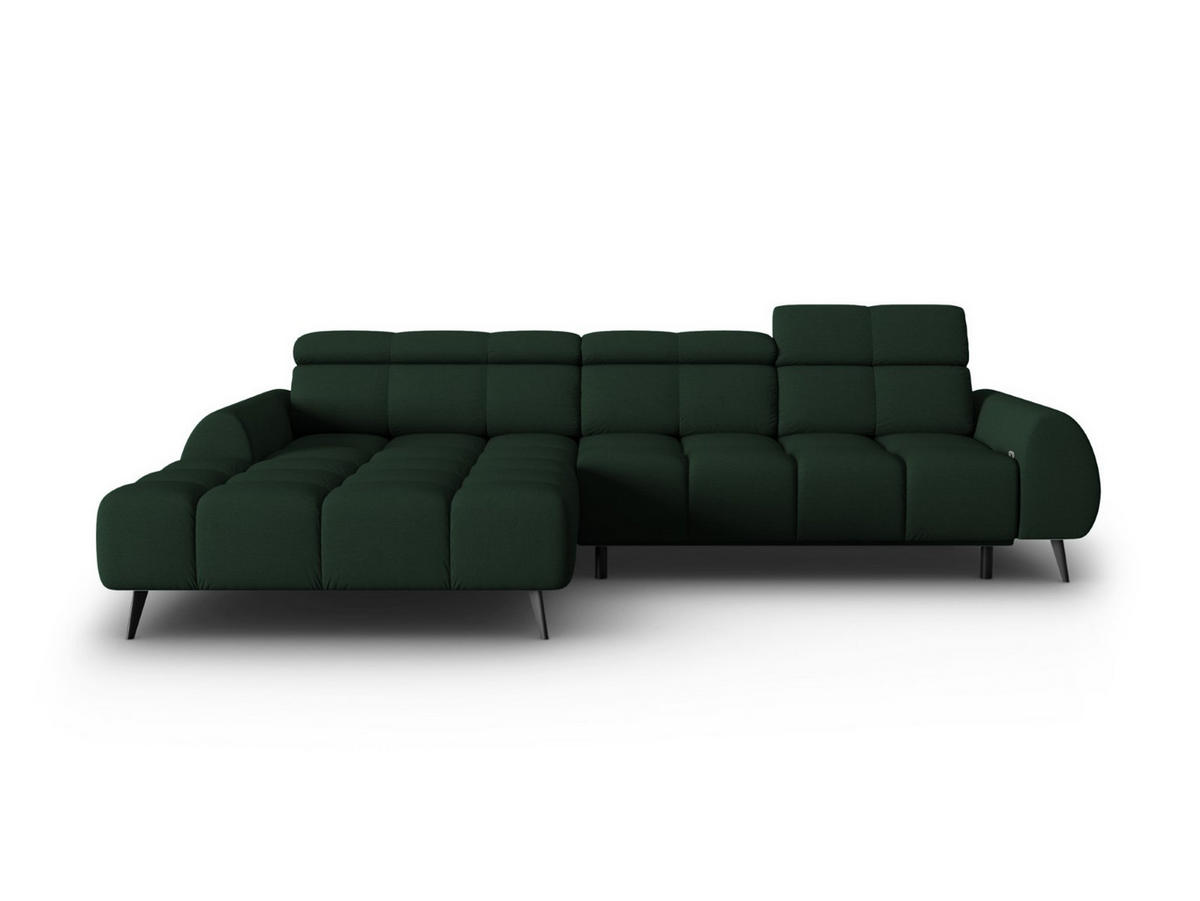 ELEKTRISCHES-ECKSOFA links Alyse aus strukturiertem Stoff dunkelgrün 5 Sitzplätze - Dunkelgrün, Textil (188/295cm) - Micadoni