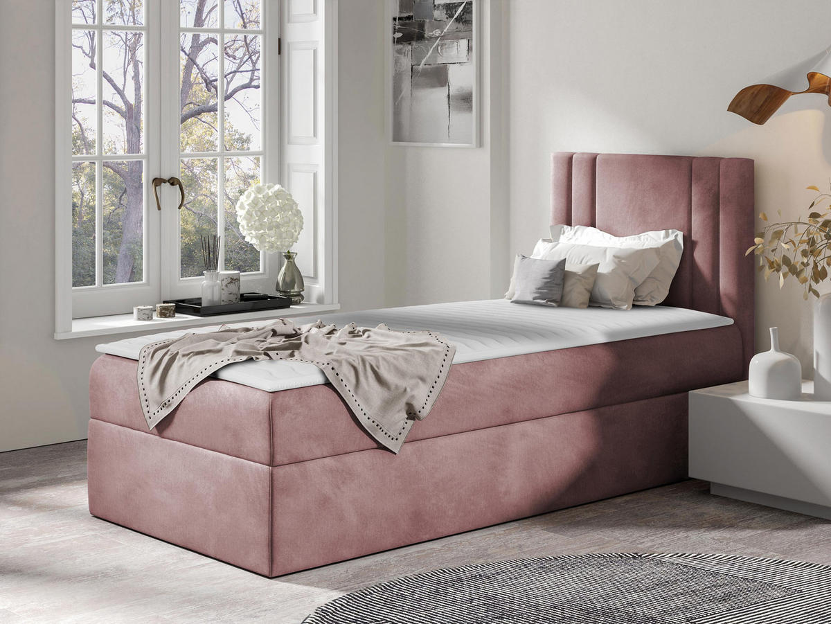 BOXBETT Carmen Mini, Seite zum Öffnen des Bettkastens: Rechts - Violett, Holz (100/200cm) - MIRJAN24