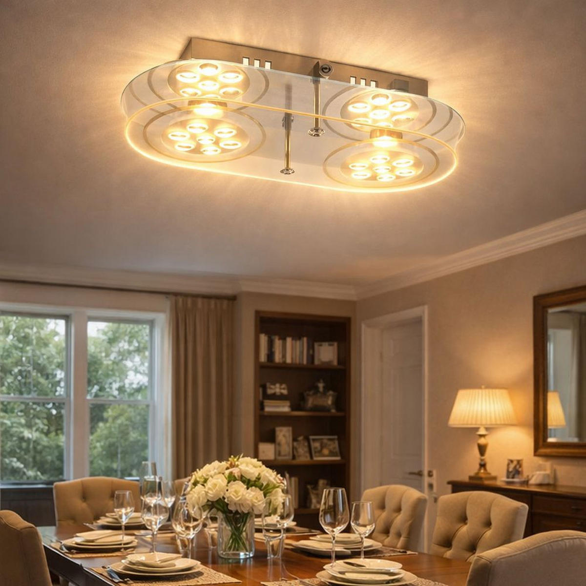 LED DECKENLEUCHTE Gianna Metall Silber - Silberfarben, Glas (30/15/8cm) - Esto