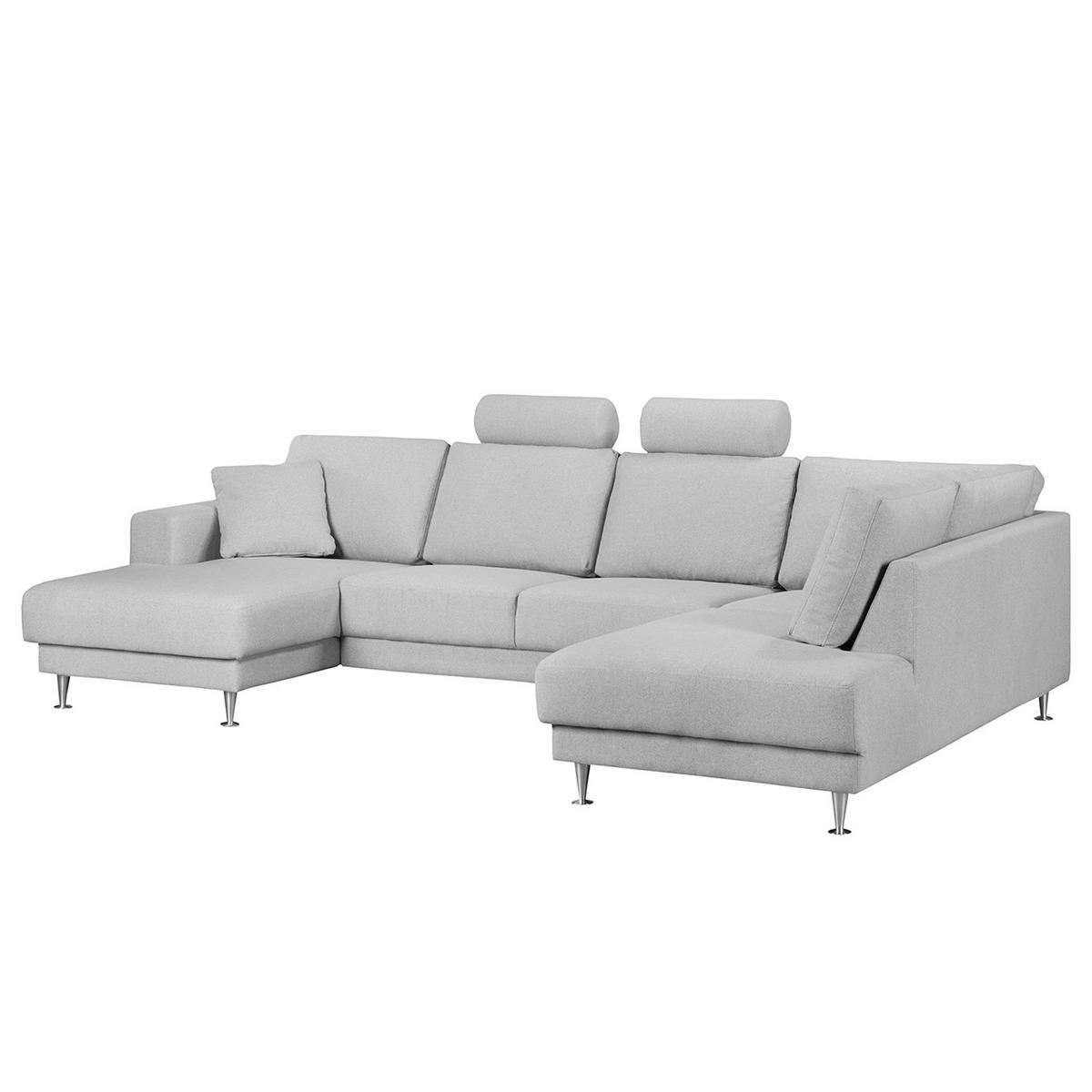 WOHNLANDSCHAFT mit Longchair und Ottomane - Grau, Textil (305/85/200cm) - home24