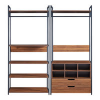 GARDEROBEN-SET 2 TLG. Larem - Walnussfarben/Schwarz, Holzwerkstoff/Metall (168/180/40cm) - [en.casa]