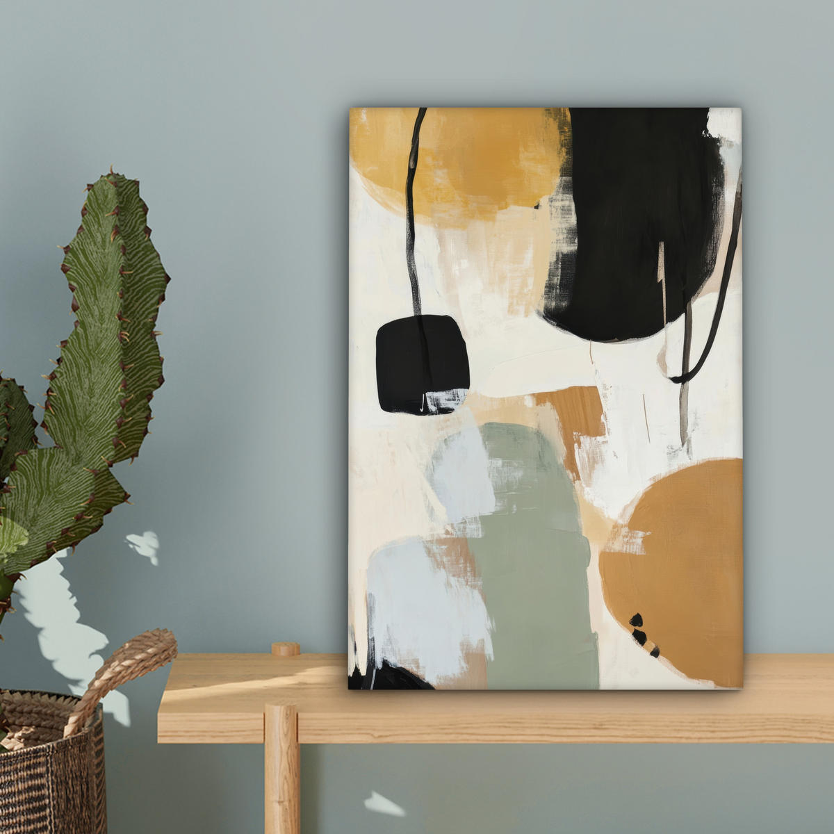 LEINWANDBILD Farbe - Abstrakt - Farben 20x30 cm - Currygelb, Textil (20/30cm) - MuchoWow