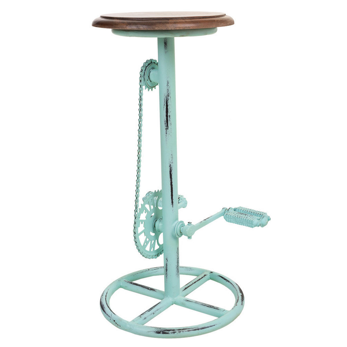 HOCKER aus Metall und Holz, 40x73cm - Blau, Holz (40/73/40cm) - Wanderlust