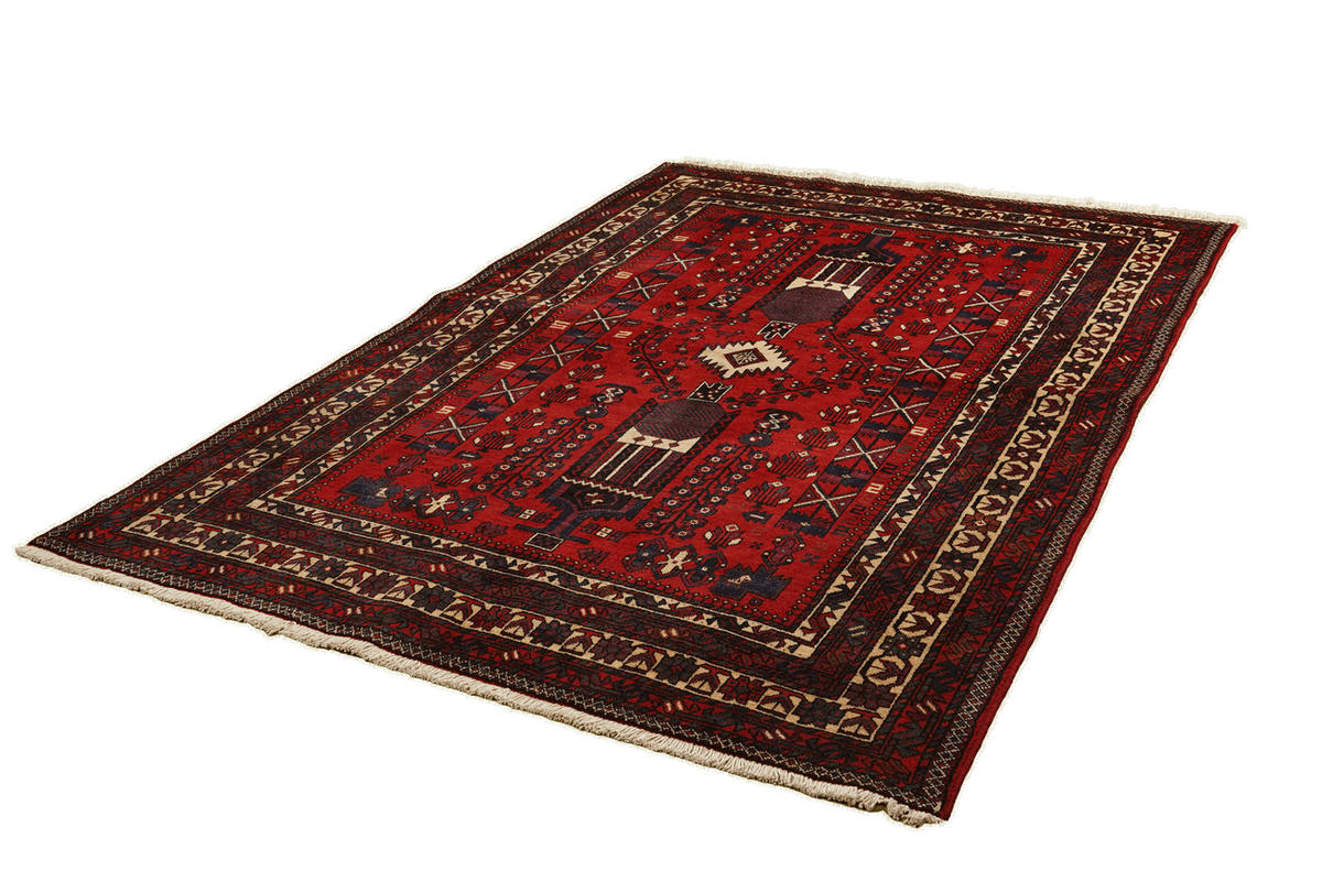 TEPPICH Afshar Rot 230/157 cm Schurwolle - Rot, Textil (157/230cm) - Looma