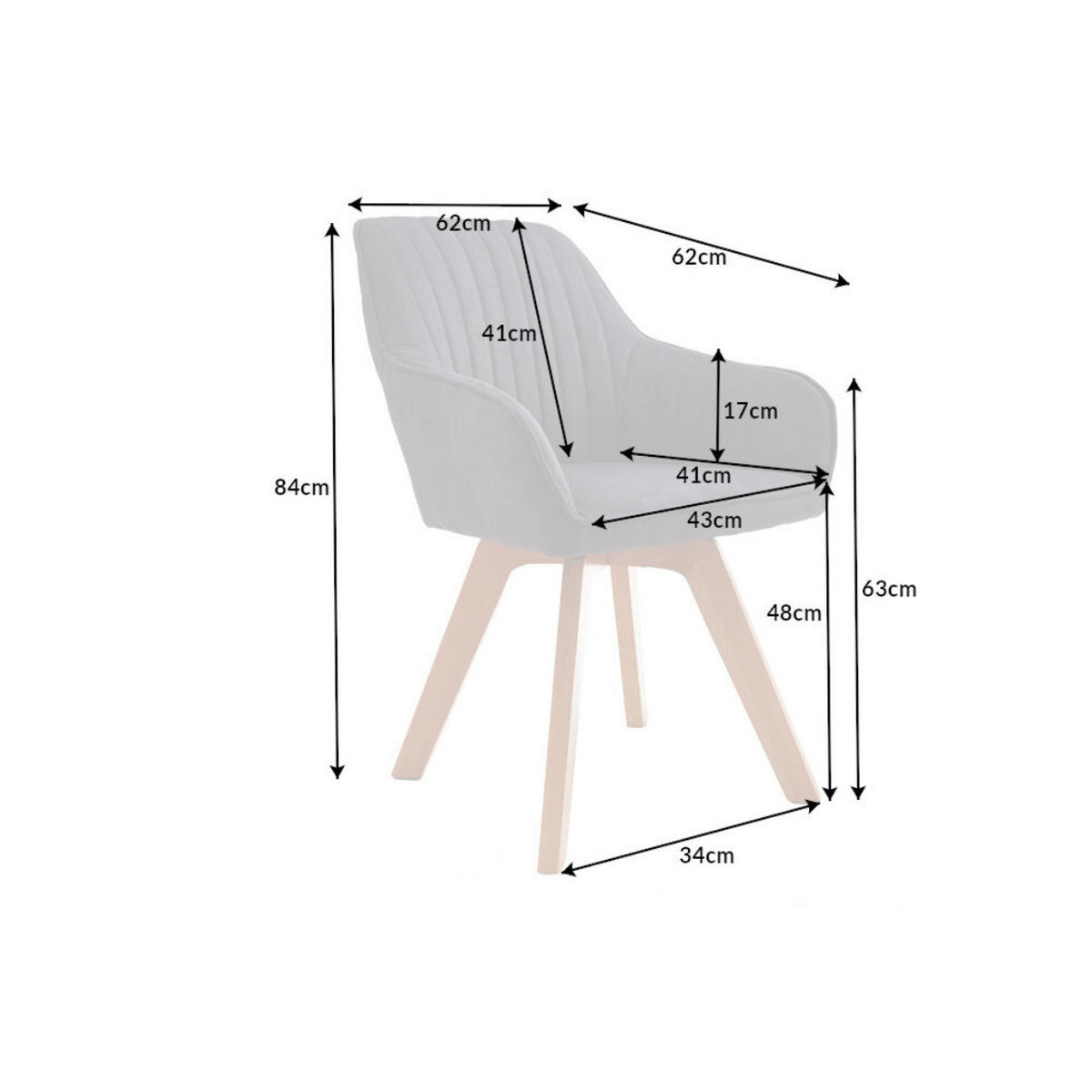 ARMLEHNSTUHL LIVORNO Microfaser Grau - Grau, Textil (62/84/62cm) - riess-ambiente