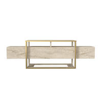 TV Lowboard Bianco Beige Granit Optik 2499 - Beige, Holzwerkstoff (160/50/46cm) - moebel17