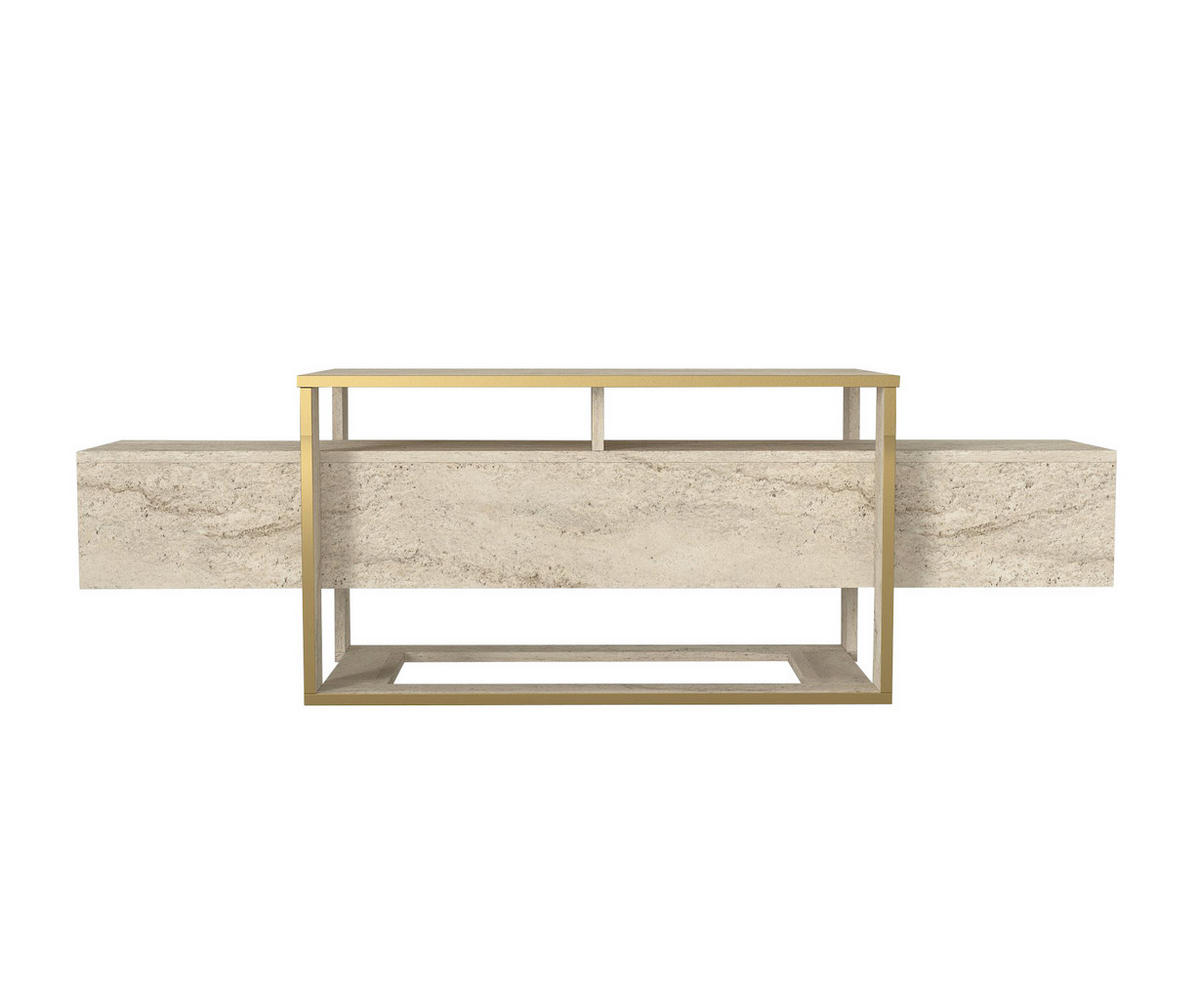 TV Lowboard Bianco Beige Granit Optik 2499 - Beige, Holzwerkstoff (160/50/46cm) - moebel17