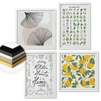 WANDBILDER 4er-Set - 50x50 cm & 40x60 cm Weißer Rahmen - Küchenkräuter-Zitronen-Malerei - Weiß, Kunststoff (50/50cm) - ArtPrintCave