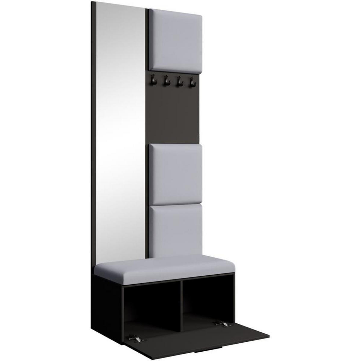GARDEROBE Margaret III 81/203/43 mit gepolsterten Paneelen - Schwarz/Grau, Holzwerkstoff/Kunststoff (81/203/43cm) - Beautysofa