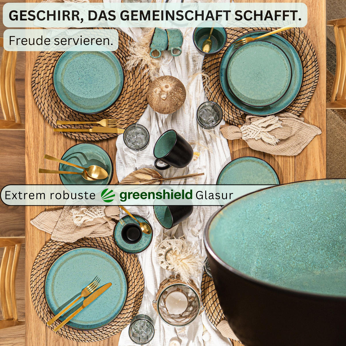 SCHALEN SET FIJI - 6 teilig aus Steingut - Grün, Keramik (21cm) - Sänger