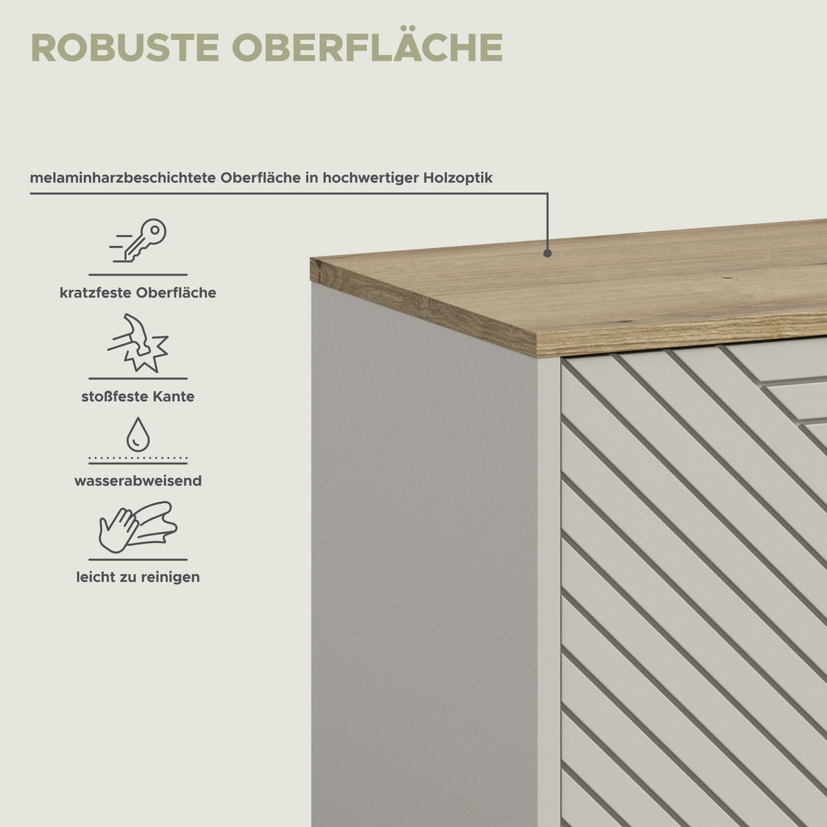 LOWBOARD Campus Kaschmir 184/40/55 cm - Beige, Holzwerkstoff (184/55/40cm) - Xonox