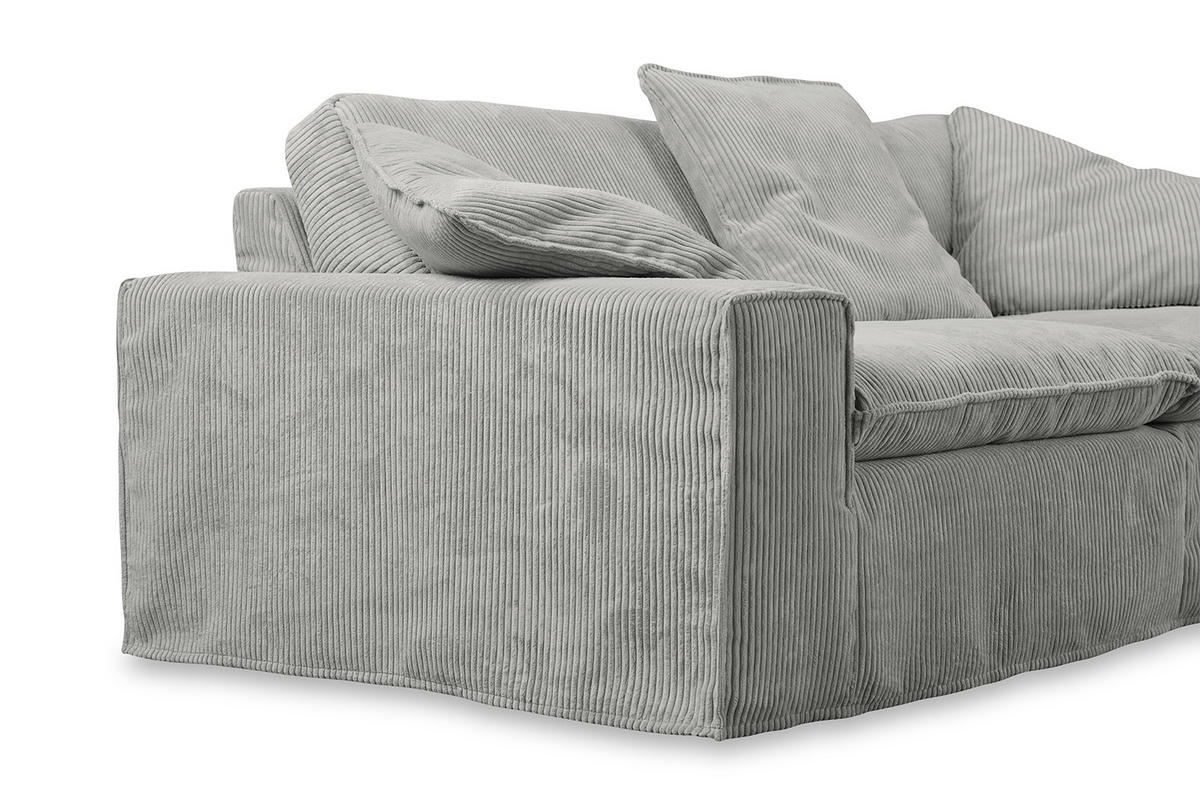 SOFA NETTA Grau Cord - Braun/Grau, Birkenholz/Textil (226/90/116cm) - KAWOLA