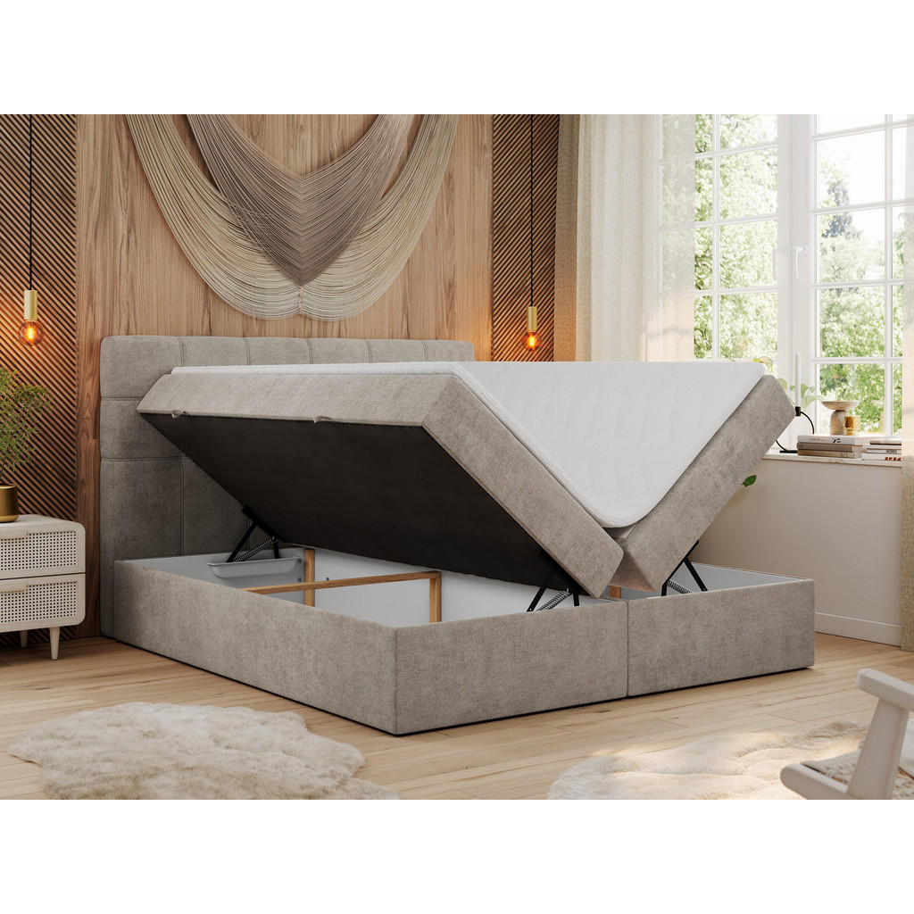 Thumbnail - MKS Boxbett, Beige, Textil, 2-Sitzer, H3, Rechteckig, 120x200 cm, Schlafzimmer, Betten, Boxspringbetten