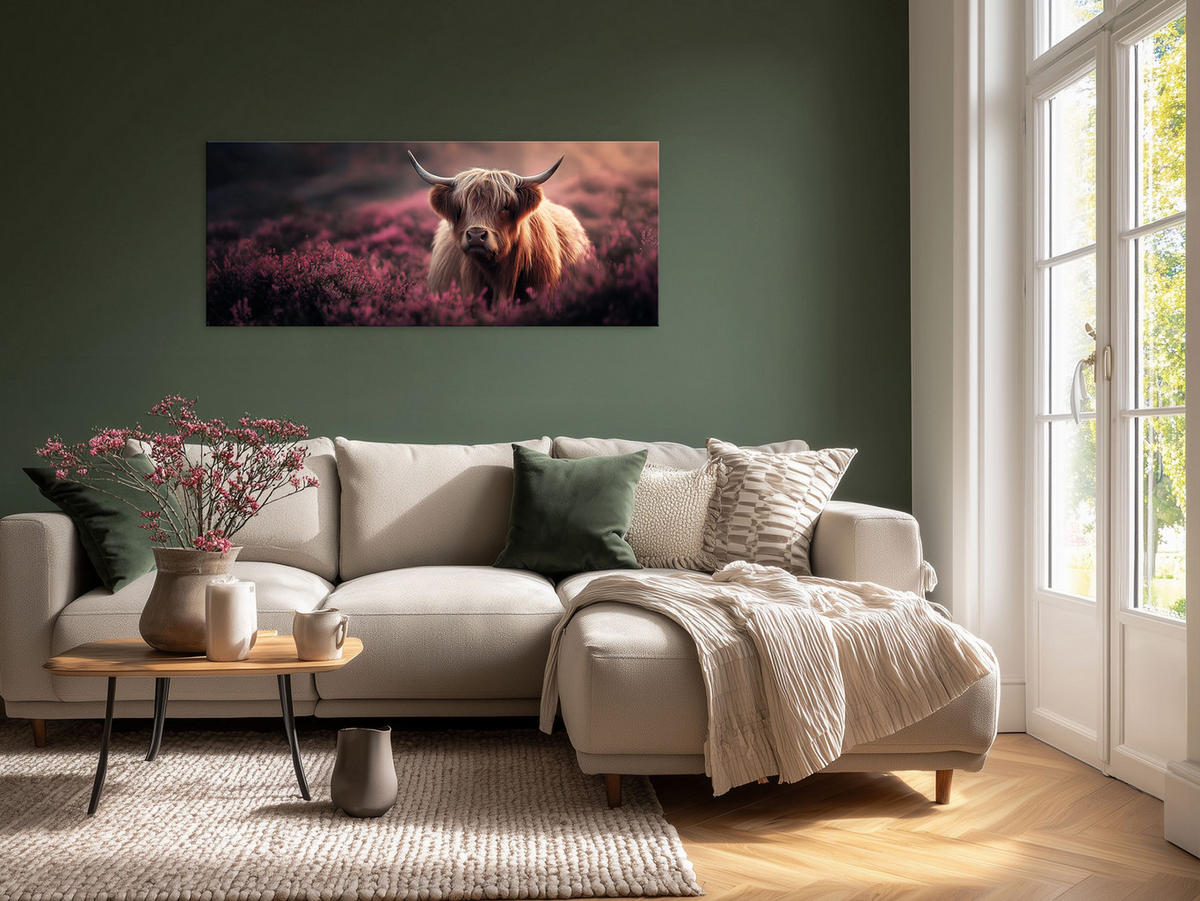 GLASBILD 125x50 cm Highland Rind natur - Beige, Glas (125/50cm) - artissimo