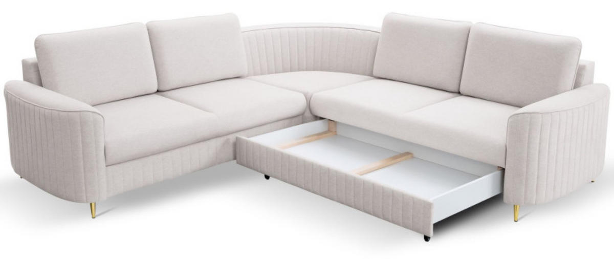 ECKSOFA Kaltbeige LOREN Mit Schlaffunktion Und Bettkasten - Beige, Textil (251/251cm) - Sepro Meble
